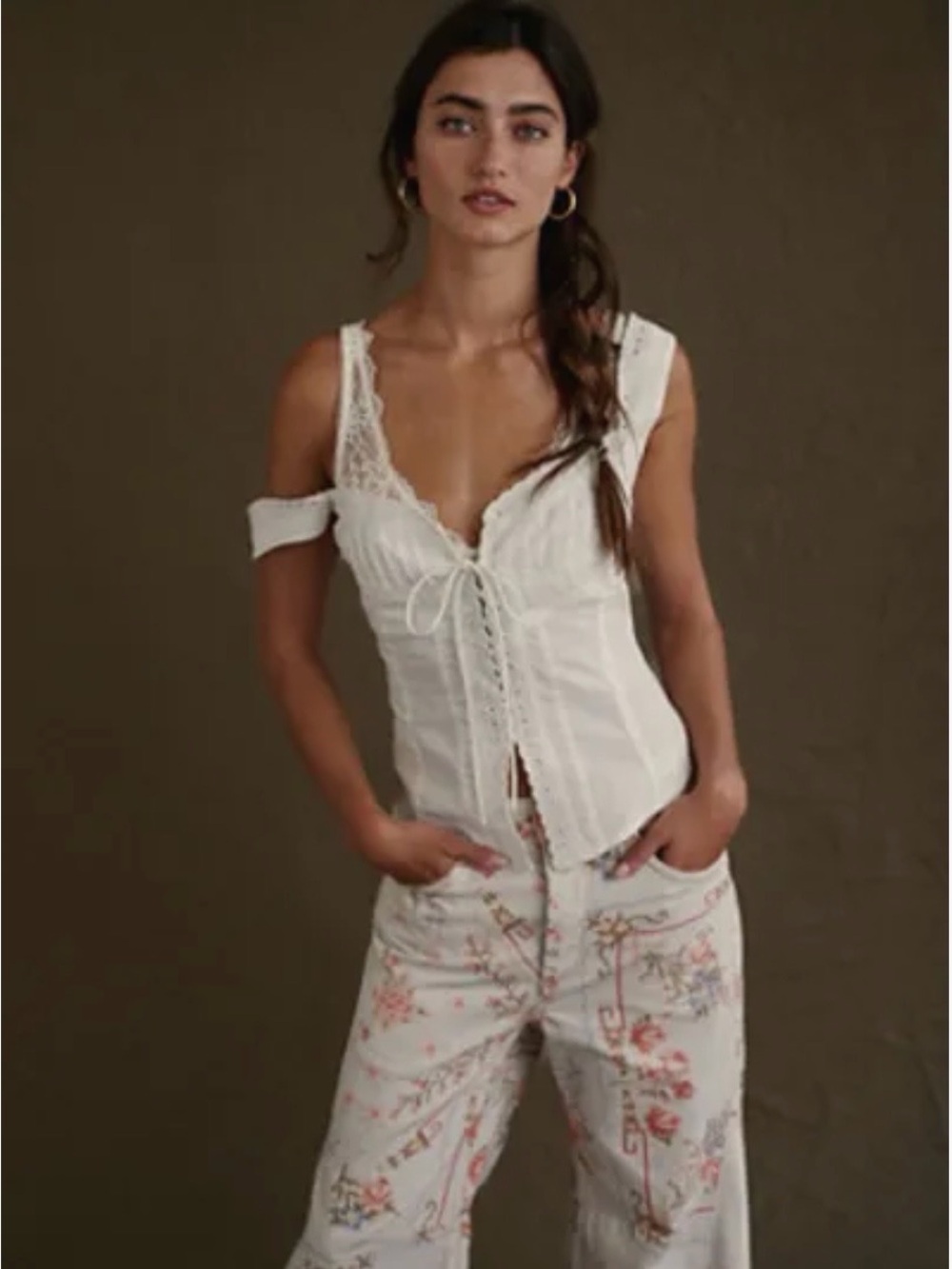 Free People Love Me Not Tank Ivory 💯 Cotton NWT
